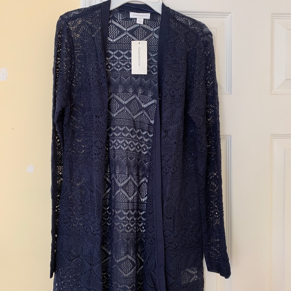 NWT Charter Club navy cardigan